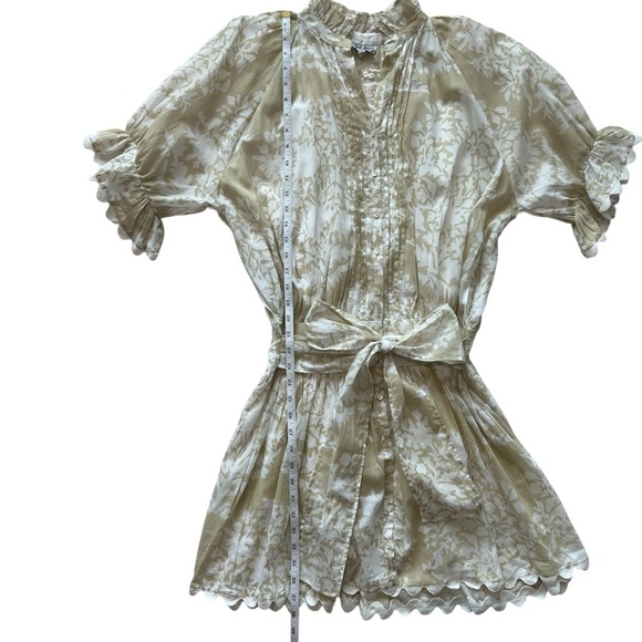 NWOT Juliet Dunn Blouson Mini Dress Beige Floral Size 1 - Picture 14 of 16